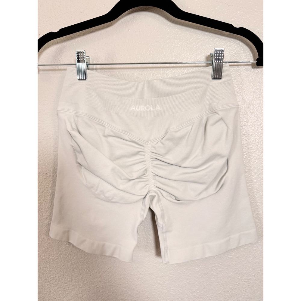 AUROLA Dream Seamless Scrunch Biker Shorts High Waist Light Gray Small